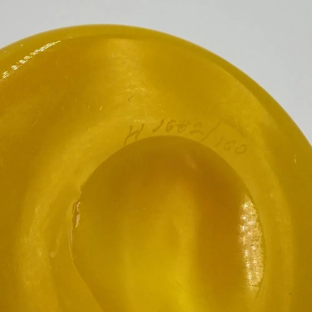 Erik Höglund Scandinavian Polished Yellow Art Glass Bulbous Vase MCM #H1682/160